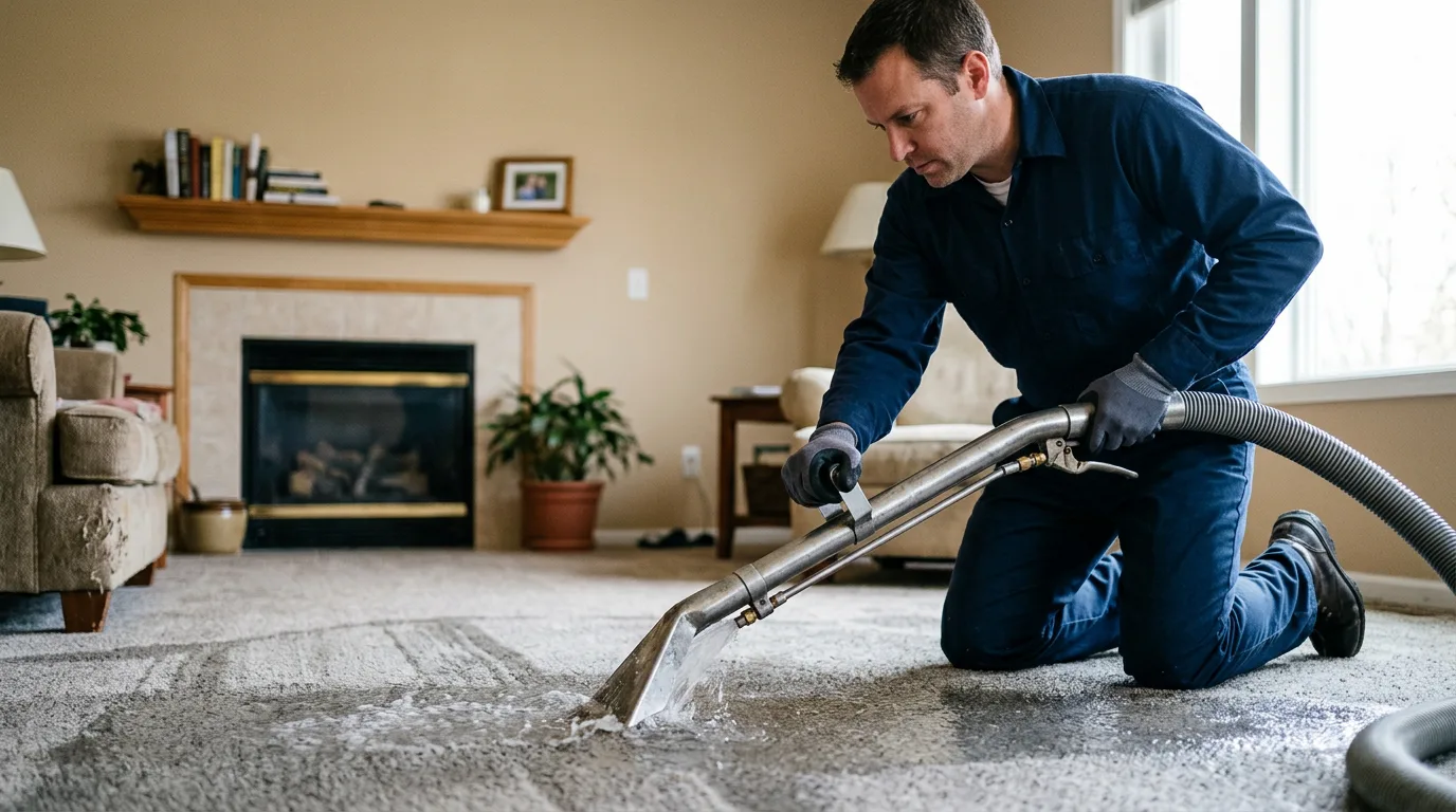 Water damage restoration technician working near Portage Des Sioux, MO